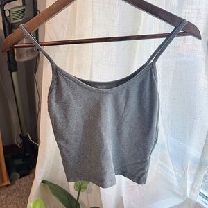 Brandy Melville Gray Cotton Spaghetti Strap Crop Top